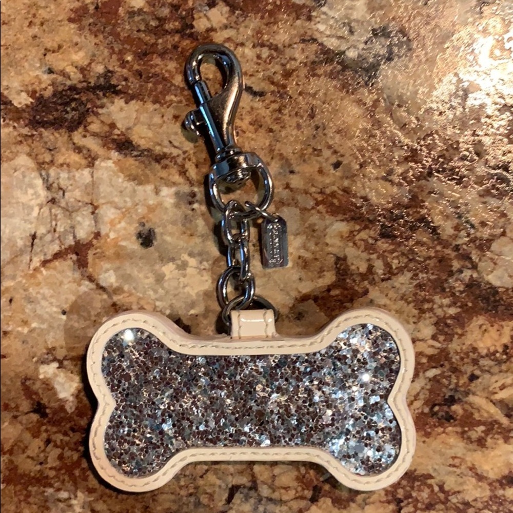 Coach dog bone keychain